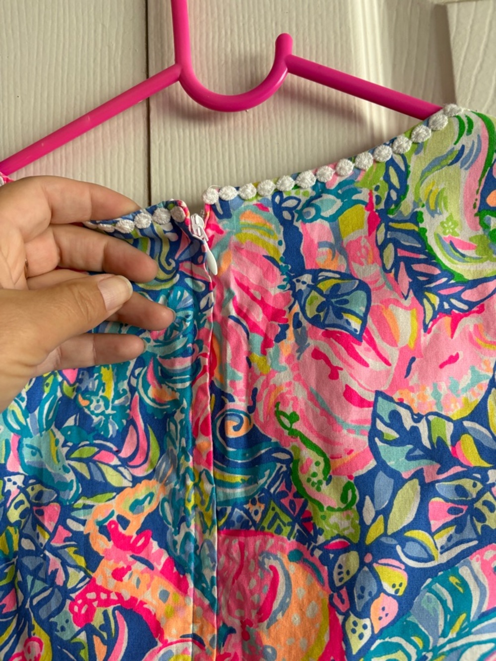 Lilly Pulitzer Neon Paisley Short-Sleeve Shift Dress - Pink, Blue, Green - Picture 7 of 8